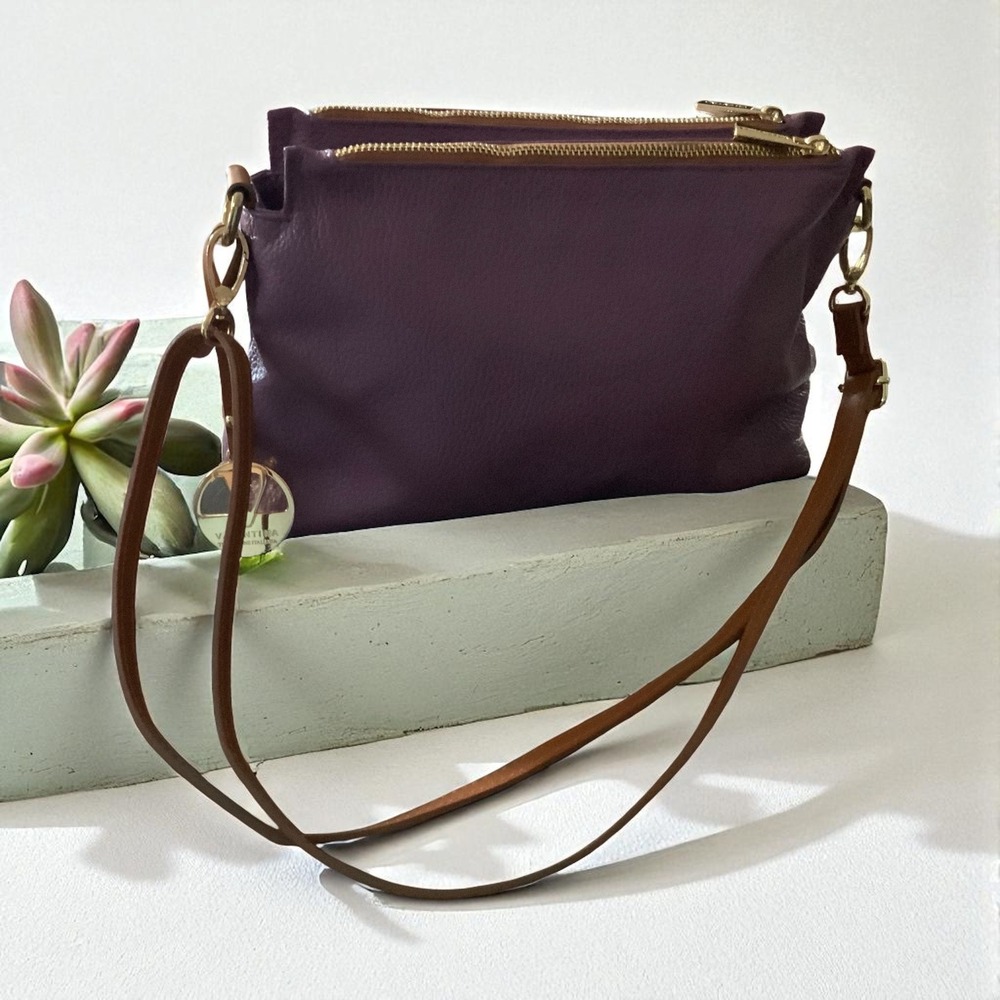 High‎ End Italian Leather Valentina Light Purple Crossbody